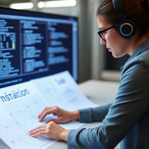 Maria Rodriguez, Head of Cybersecurity at PemoTech Solutions, analyzing a network diagram on a computer screen